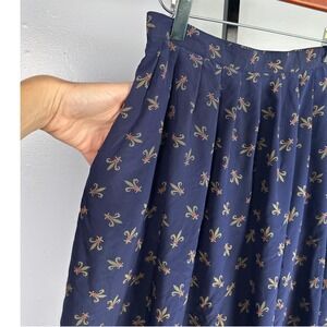 Vintage Stirling Cooper London NY Midi Skirt Navy Fleur De Lis Size‎ 8